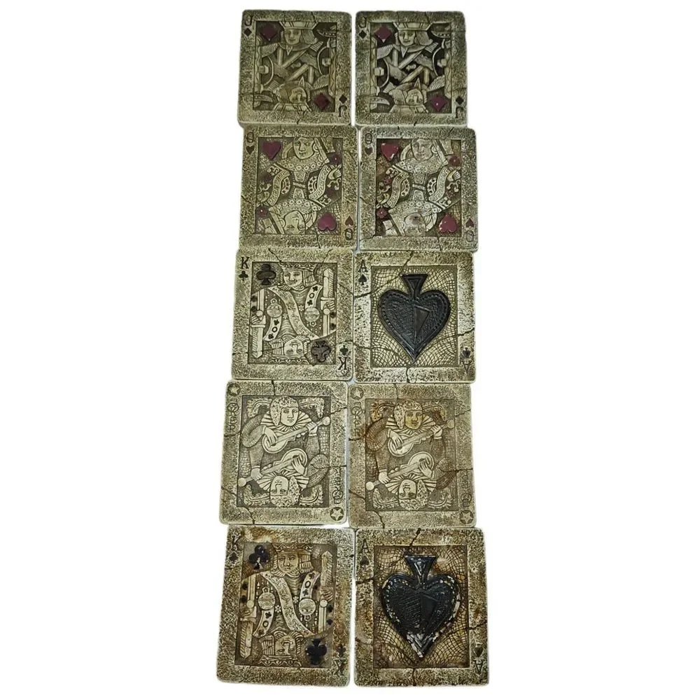 Vintage Set of 10 Tile Playing Card‎ Coasters Poker Game Night Casino Man Cave